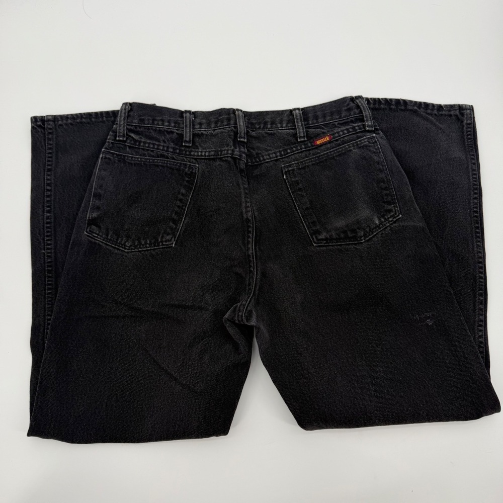 Rustler Mens Regular Fit Straight Leg Black Denim Jeans 87621CB 34x30 Vintage